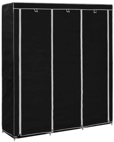 282453 vidaXL Гардероб с отделения и лостове, черен, 150x45x175 см, плат