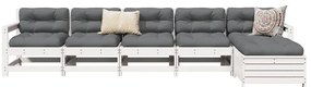 3250861 vidaXL Градински комплект диван от 6 части, бял, масивно дърво бор