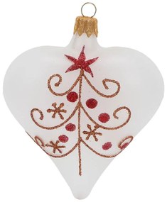 Комплект от 3 коледни украшения от бяло стъкло във формата на сърце Ego Decor - Ego Dekor