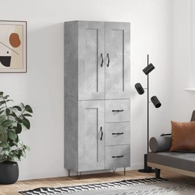 3200037 vidaXL Висок шкаф, бетонно сив, 69,5x34x180 см, инженерно дърво