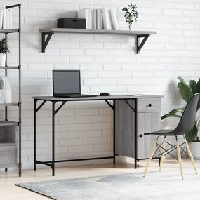836221 vidaXL Компютърно бюро, сив сонома, 131x48x75 см, инженерно дърво