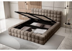 Сиво двойно легло 180x200 cm тапицирано с място за съхранение с включена подматрачна рамка Dizzle – ELTAP