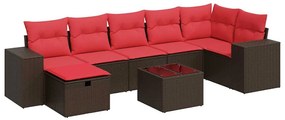 3325720 vidaXL Градински комплект с възглавници, 8 части, кафяв, полиратан