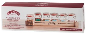 Комплект от 6 подправки в дървен рафт Herbs&amp;Spices - Kilner