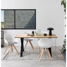 Комплект от 2 бели трапезни стола с крака от каучуково дърво Tina - Actona