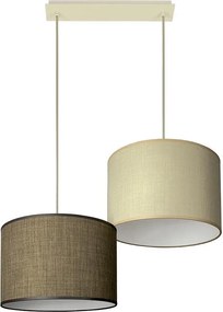 Пендел ЛИОН, крем, абажури Сами Кафяв + Сами Екрю, 2xE27