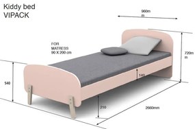 Розово бебешко легло , 200 x 90 cm Kiddy - Vipack