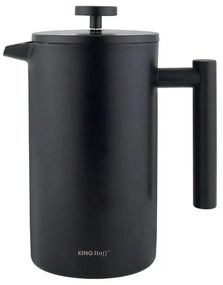 Френска преса за кафе/чай Kinghoff KH 1996, 1 л, Неръждаема стомана, Двойни стени, Черен