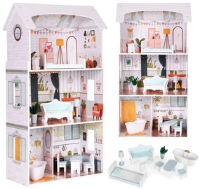 Дървена къща за кукли ALICE - 3 етажа + мебели