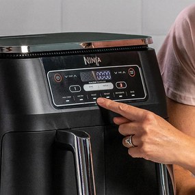 Фритюрник с горещ въздух Ninja AF300EU, 2470W, 7.6 л, 6 програми, 2 независими зони за готвене, Черен