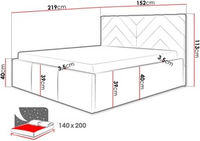 Тапицирано легло Azzuro-Gkri Skouro-140 x 200