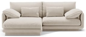 Бял кадифен ъглов диван (ляв ъгъл) Torino – Micadoni