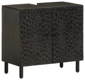 356838 vidaXL Шкаф за баня, черен, 62x33x58 см, масивно мангово дърво