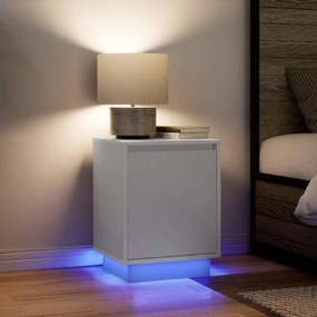 861266 vidaXL Нощни шкафчета с LED осветление 2 бр., бели 38x34x50 cm