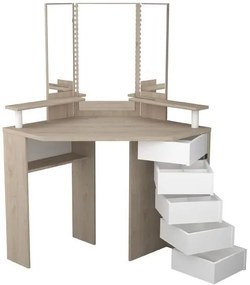 Ъглова Тоалетна масичка Beauty с огледало-Fusiko-White