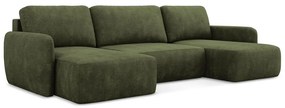 Зелен шенилов разтегателен ъглов диван с място за съхранение (U форма) Lilo – Makamii