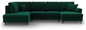 Зелен кадифен разтегателен ъглов диван с място за съхранение (ляв ъгъл/U форма) Kyoto – Cosmopolitan Design