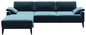 Ъглов диван от синьо кадифе , ляв ъгъл Musso - MESONICA