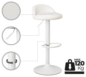Бели бар столове в комплект от 2 бр. с регулируема височина от имитация на кожа (височина на седалката 72 cm) – Casa Selección