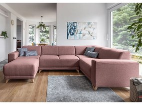 Розов разтегателен/с място за съхранение ъглов диван (десен ъгъл/U форма) Classy Sophie – Miuform
