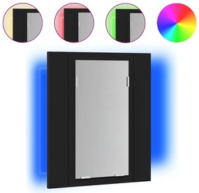 804949 vidaXL Шкаф с LED огледало за баня, черно, 40x12x45 см, акрил