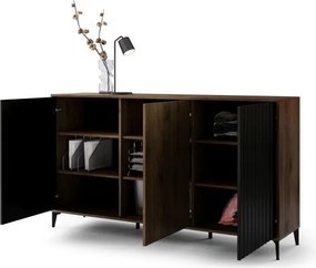 Скрин РИМИНИ К-182 Елегантен Орех/Черно - МОДЕРЕН ШКАФ С НАБРАЗДЕНИ ФРОНТОВЕ