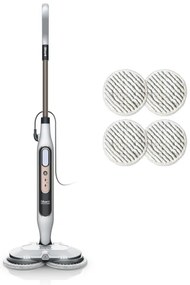 Парочистачка Shark Steam & Scrub S8201EU, 1120W, 0.35 л, 3 настройки, Чистене без химикали, 150 об/м, Steam Blaster, Бял