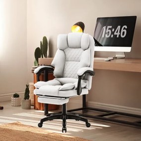 Ергономичен офис стол HC-1031 с поставка за крака - сив