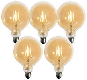 Комплект от 5 димируеми LED крушки E27 злато G125 4.9W 450 lm 2200K