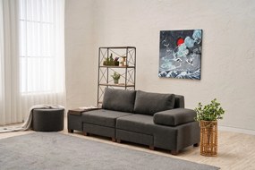 Троен разтегателен диван Perenna Linen, цвят Антрацит