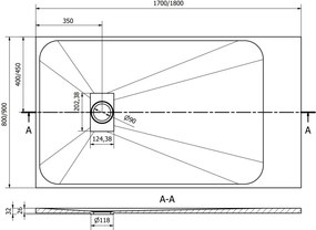 Mexen Hugo правоъгълно душово корито SMC 170 x 80 см, бяло - 42108017