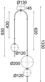 Висяща таванна лампа LED Amelia 3лампи
