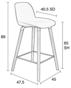 Комплект от 2 бели бар столове , височина на седалката 65 cm Albert Kuip - Zuiver