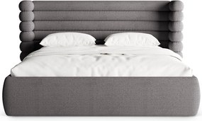 Тъмносиво двойно легло 200x200 cm тапицирано с място за съхранение с включена подматрачна рамка Mount – Micadoni