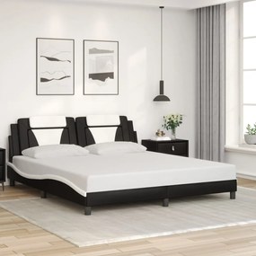 3208115 vidaXL Рамка за легло Viana без матрак, черна, бяла, 180x200см, изкуствена кожа