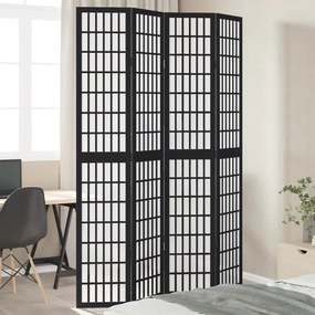 358772 vidaXL Разделител за стая, 4 панела, черен, дърво пауловния масив
