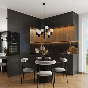 Черно висящо осветително тяло със стъклен абажур Orbital – Sollux