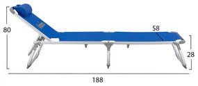 Професионален алуминиев шезлонг - HM5054.01 син цвят