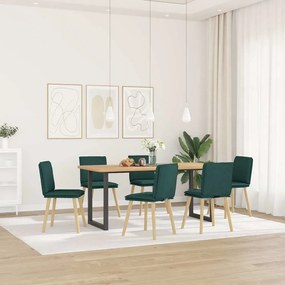 3315630 vidaXL Трапезни столове, 6 бр, тъмнозелени, текстил
