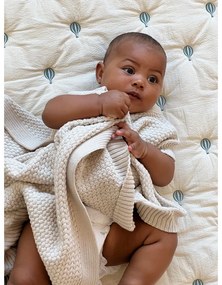 Светложълто/синьо олекотено бебешко одеяло от органичен памук 90x120 cm Balloon – Cam Cam Copenhagen