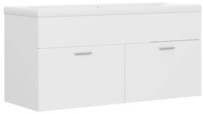 3070847 vidaXL Шкаф за баня с вградена мивка, бял, ПДЧ