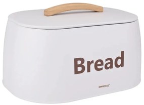 Кутия за хляб Kinghoff KH 1947, 35 см, Метално тяло, Дървена дръжка, Бял