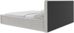 Двойно легло 140x200 cm тапицирано с място за съхранение с включена подматрачна рамка в сребрист цвят Lemi – Makamii
