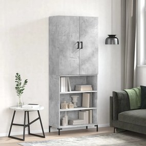 3196071 vidaXL Висок шкаф, бетонно сив, 69,5x34x180 см, инженерно дърво