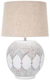 Настолна лампа с текстилен абажур в бяло и златисто (височина 59 cm) Atene - Mauro Ferretti