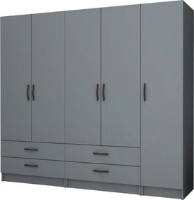 Ricardo петдверен меламинов гардероб в антрацитен цвят 200x51,8x181см.