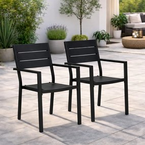 Комплект от 2 градински стола с товароносимост 150 кг Черен