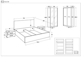 Спален комплект за матрак 160/200 Кети