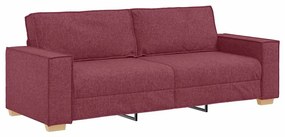 4104993 vidaXL 3-местен диван, бордо, 180 см, плат