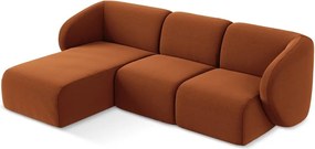 Теракотен кадифен ъглов диван (ляв ъгъл) Lani – Makamii